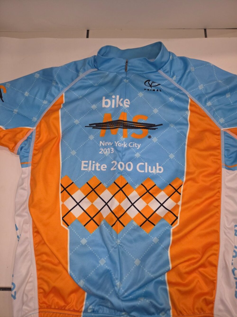 Primal Brand Cycling Jersey Men's Size L Fight MS NYC 2013 Elite 200 Club 3/4zip - Picture 2 of 12